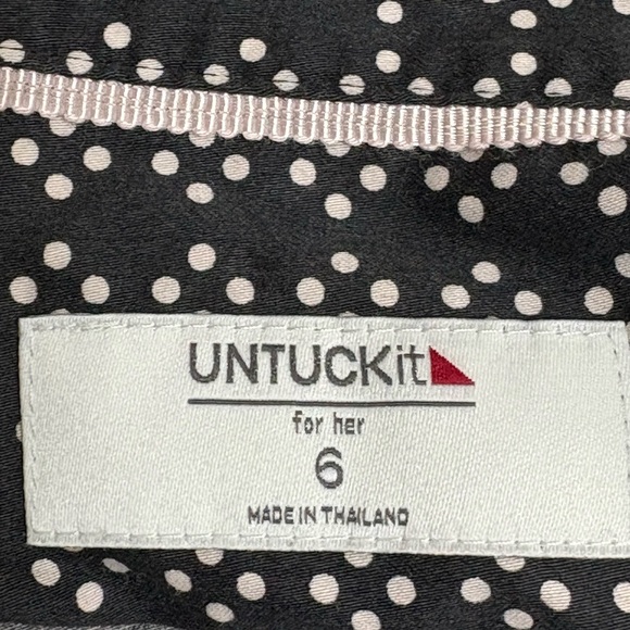 UNTUCKit Mikael Long Sleeve Shirt Dress in a Black White Geometric Dot Pattern - Picture 9 of 11